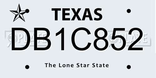 DB1C852 Texas License Plate