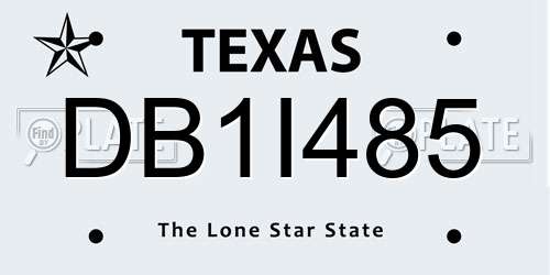 DB1I485 Texas License Plate