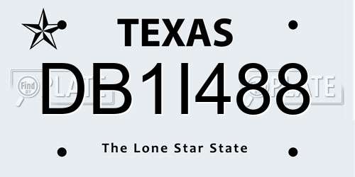 DB1I488 Texas License Plate