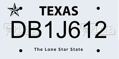 DB1J612 Texas License Plate
