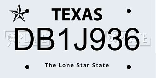 DB1J936 Texas License Plate