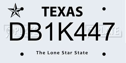 DB1K447 Texas License Plate