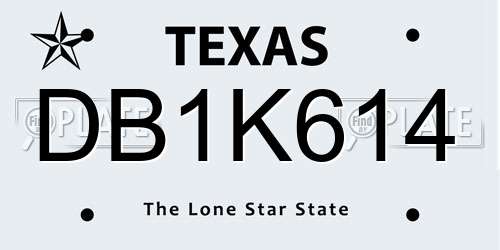DB1K614 Texas License Plate