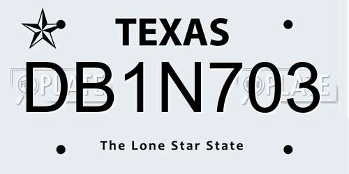 DB1N703 Texas License Plate