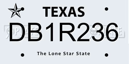 DB1R236 Texas License Plate