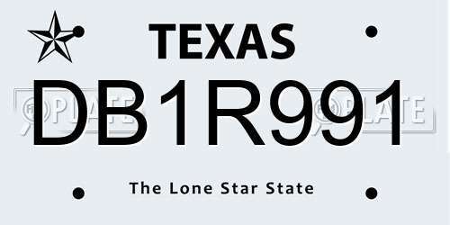 DB1R991 Texas License Plate