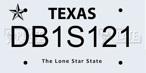DB1S121 Texas License Plate