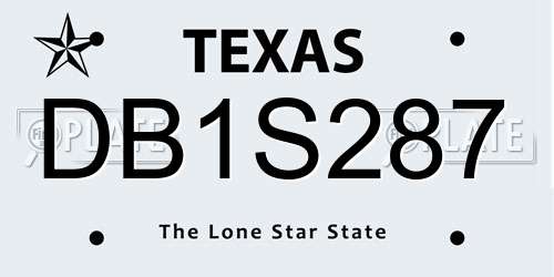DB1S287 Texas License Plate