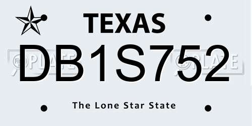 DB1S752 Texas License Plate
