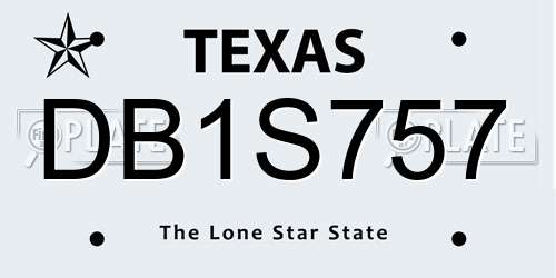 DB1S757 Texas License Plate