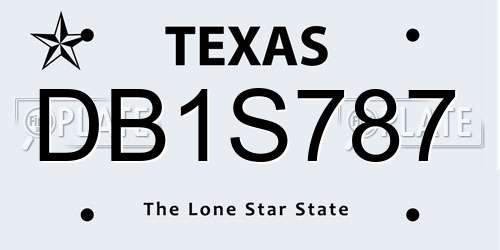 DB1S787 Texas License Plate