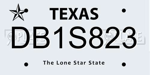 DB1S823 Texas License Plate