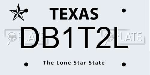 DB1T2L Texas License Plate