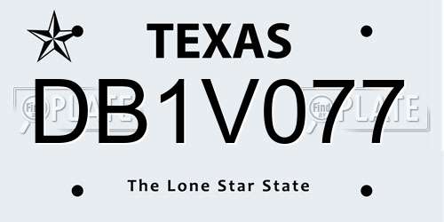 DB1V077 Texas License Plate