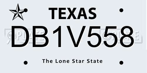 DB1V558 Texas License Plate