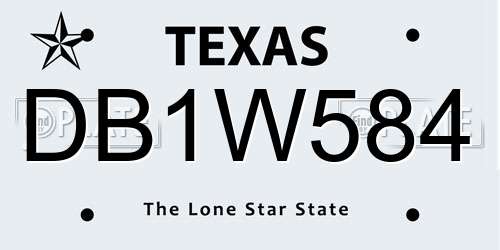 DB1W584 Texas License Plate