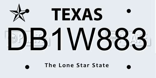 DB1W883 Texas License Plate