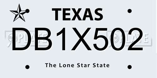 DB1X502 Texas License Plate