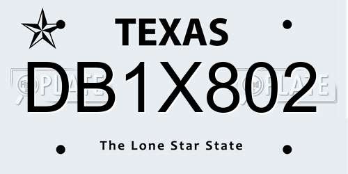DB1X802 Texas License Plate