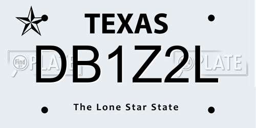 DB1Z2L Texas License Plate