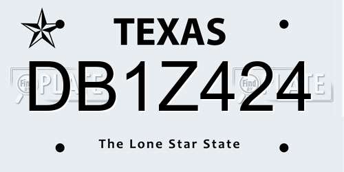 DB1Z424 Texas License Plate