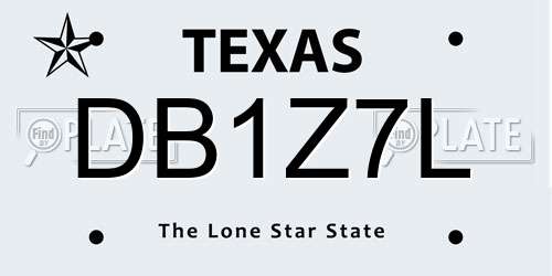 DB1Z7L Texas License Plate