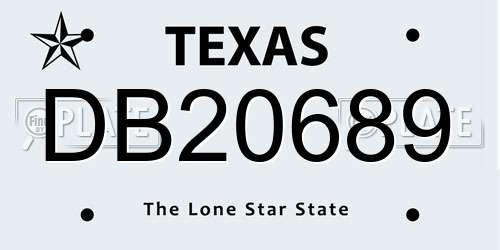 DB20689 Texas License Plate