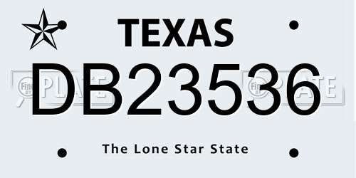DB23536 Texas License Plate