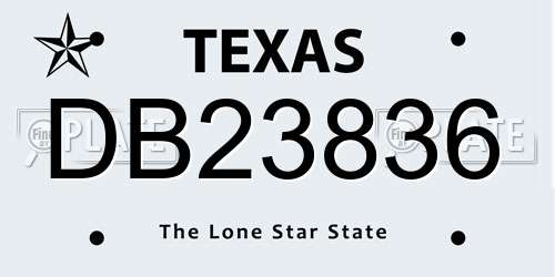 DB23836 Texas License Plate