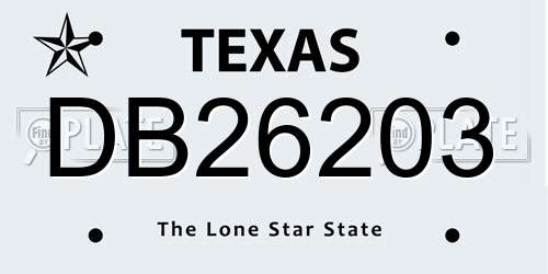 DB26203 Texas License Plate