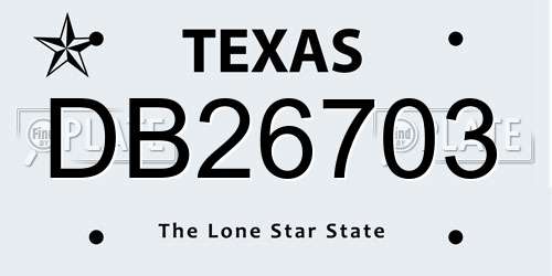 DB26703 Texas License Plate