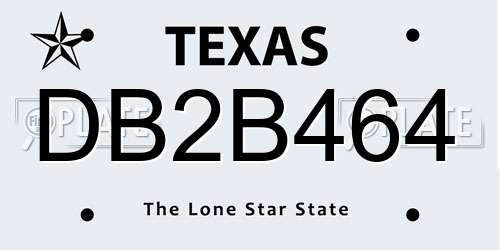DB2B464 Texas License Plate