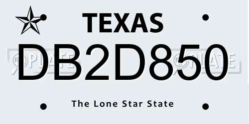 DB2D850 Texas License Plate