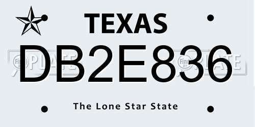 DB2E836 Texas License Plate
