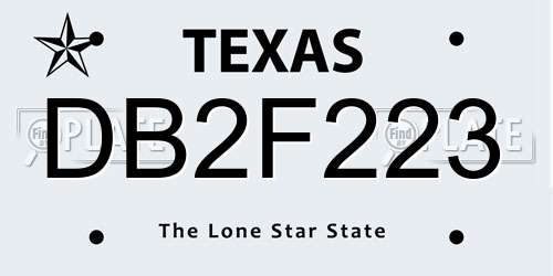 DB2F223 Texas License Plate
