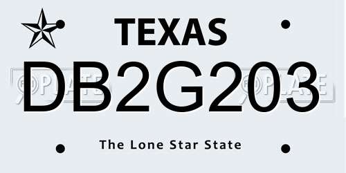 DB2G203 Texas License Plate
