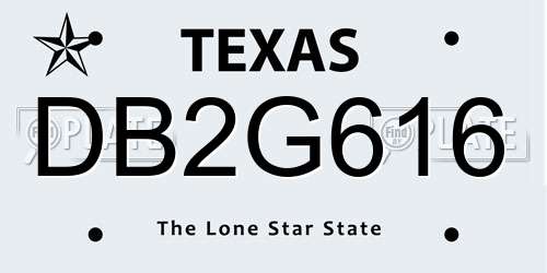 DB2G616 Texas License Plate