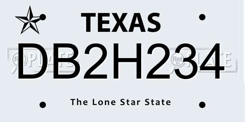 DB2H234 Texas License Plate