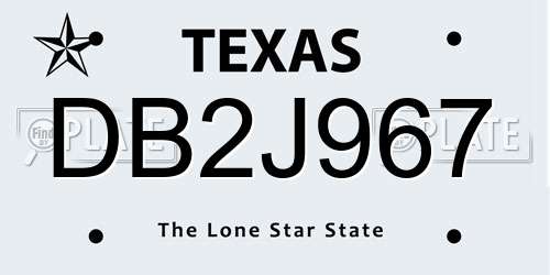 DB2J967 Texas License Plate