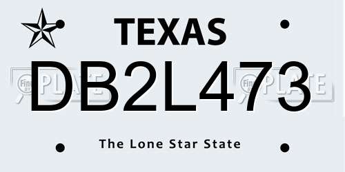 DB2L473 Texas License Plate