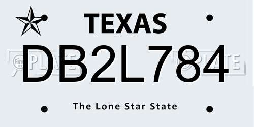 DB2L784 Texas License Plate