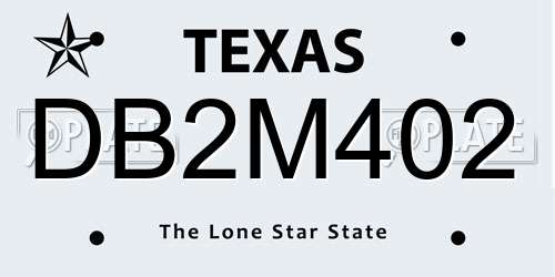 DB2M402 Texas License Plate