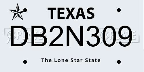 DB2N309 Texas License Plate