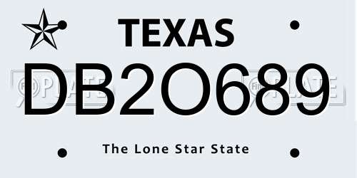DB2O689 Texas License Plate