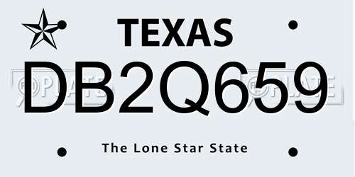 DB2Q659 Texas License Plate
