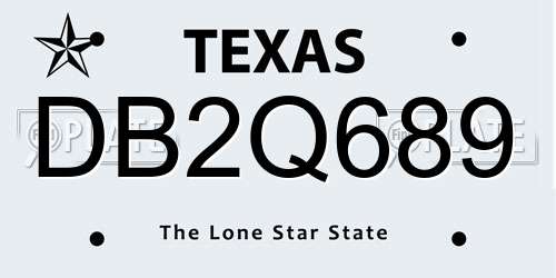DB2Q689 Texas License Plate