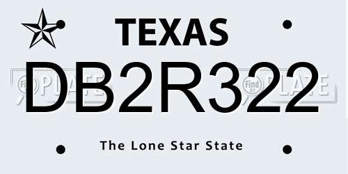 DB2R322 Texas License Plate