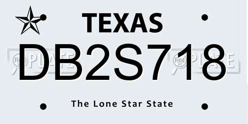 DB2S718 Texas License Plate