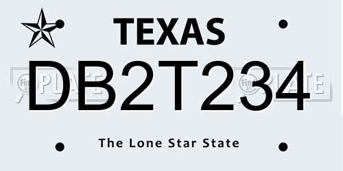 DB2T234 Texas License Plate