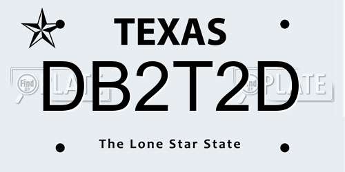 DB2T2D Texas License Plate